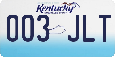 KY license plate 003JLT