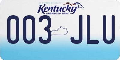 KY license plate 003JLU