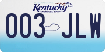 KY license plate 003JLW