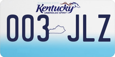 KY license plate 003JLZ