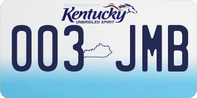 KY license plate 003JMB