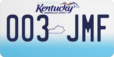 KY license plate 003JMF