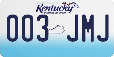 KY license plate 003JMJ