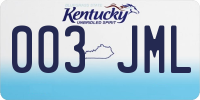 KY license plate 003JML
