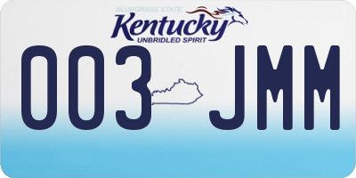 KY license plate 003JMM