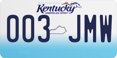 KY license plate 003JMW