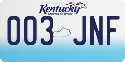 KY license plate 003JNF