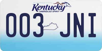 KY license plate 003JNI