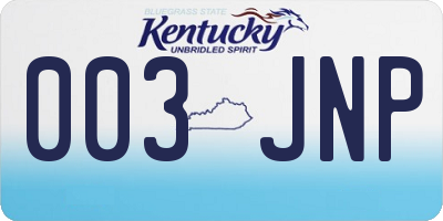 KY license plate 003JNP