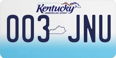 KY license plate 003JNU