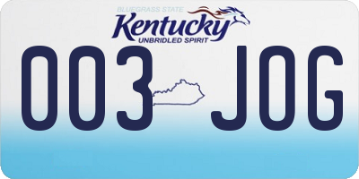 KY license plate 003JOG