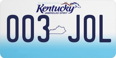 KY license plate 003JOL