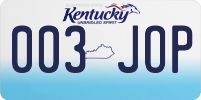 KY license plate 003JOP