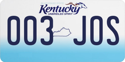 KY license plate 003JOS