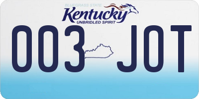 KY license plate 003JOT