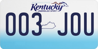 KY license plate 003JOU
