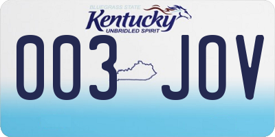 KY license plate 003JOV