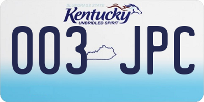 KY license plate 003JPC