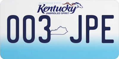 KY license plate 003JPE