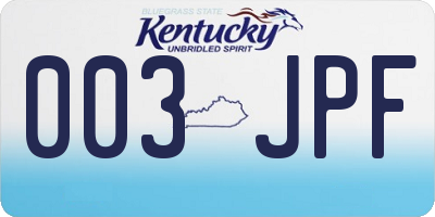 KY license plate 003JPF