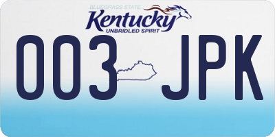 KY license plate 003JPK