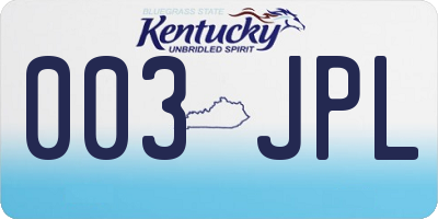 KY license plate 003JPL