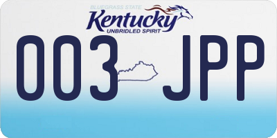 KY license plate 003JPP