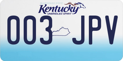 KY license plate 003JPV