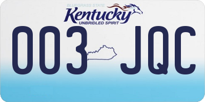 KY license plate 003JQC
