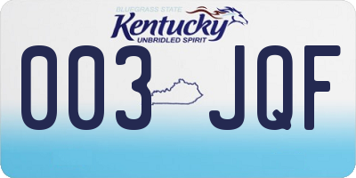 KY license plate 003JQF