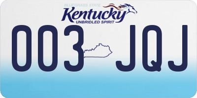 KY license plate 003JQJ