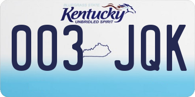 KY license plate 003JQK