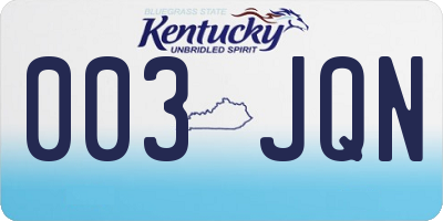 KY license plate 003JQN