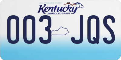 KY license plate 003JQS