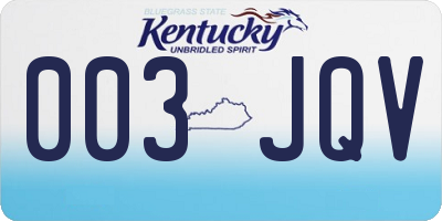 KY license plate 003JQV