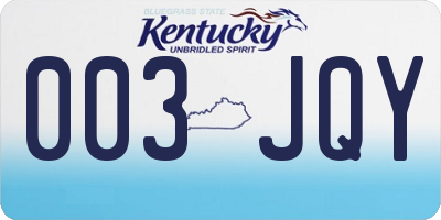KY license plate 003JQY