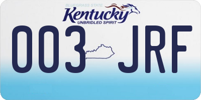 KY license plate 003JRF