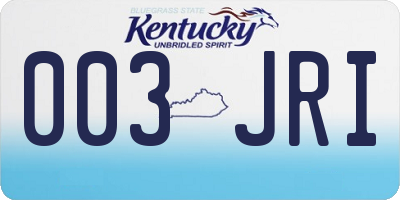 KY license plate 003JRI
