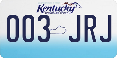 KY license plate 003JRJ