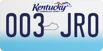 KY license plate 003JRO