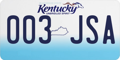 KY license plate 003JSA