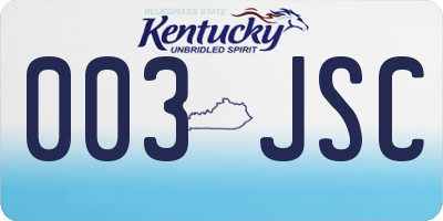 KY license plate 003JSC