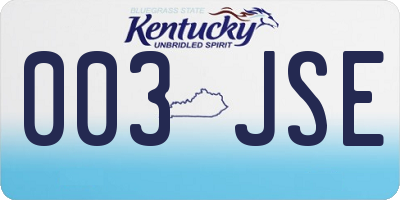 KY license plate 003JSE