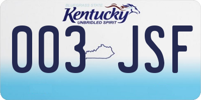 KY license plate 003JSF