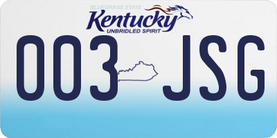 KY license plate 003JSG
