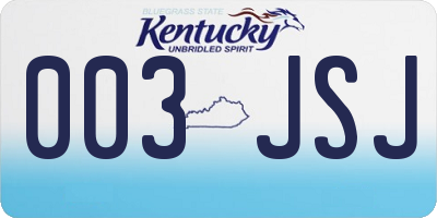 KY license plate 003JSJ