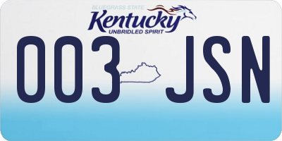 KY license plate 003JSN