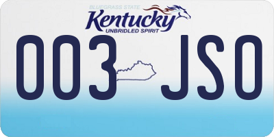 KY license plate 003JSO