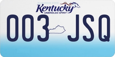 KY license plate 003JSQ
