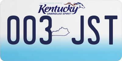 KY license plate 003JST
